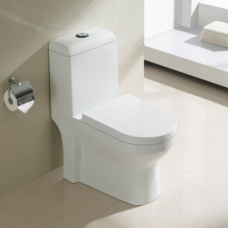 Inodoro de una pieza elongado dual flush con asiento caida lenta, y descarga 1.28gpf/4.8lpf marca Amaze