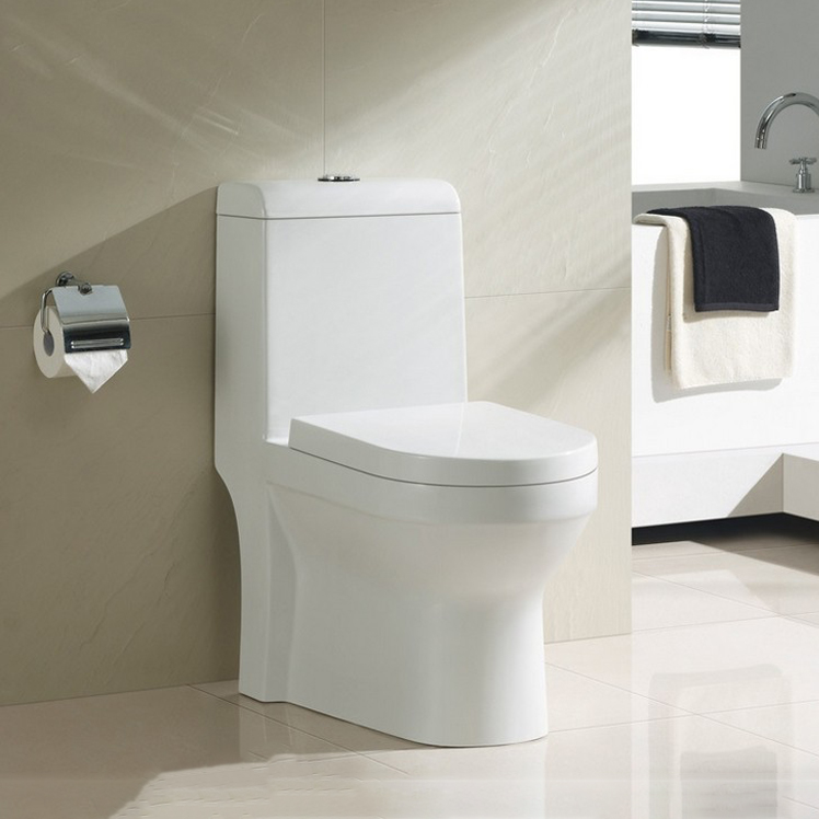 Inodoro de una pieza elongado dual flush con asiento caida lenta, y descarga 1.28gpf/4.8lpf marca Amaze