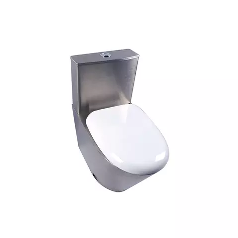 Inodoro elongado de dos piezas penitenciario en acero inoxidable con sistema dual flush 1.6gpf/6.0lpf