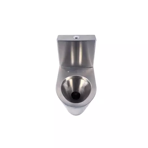 Inodoro elongado de dos piezas penitenciario en acero inoxidable con sistema dual flush 1.6gpf/6.0lpf