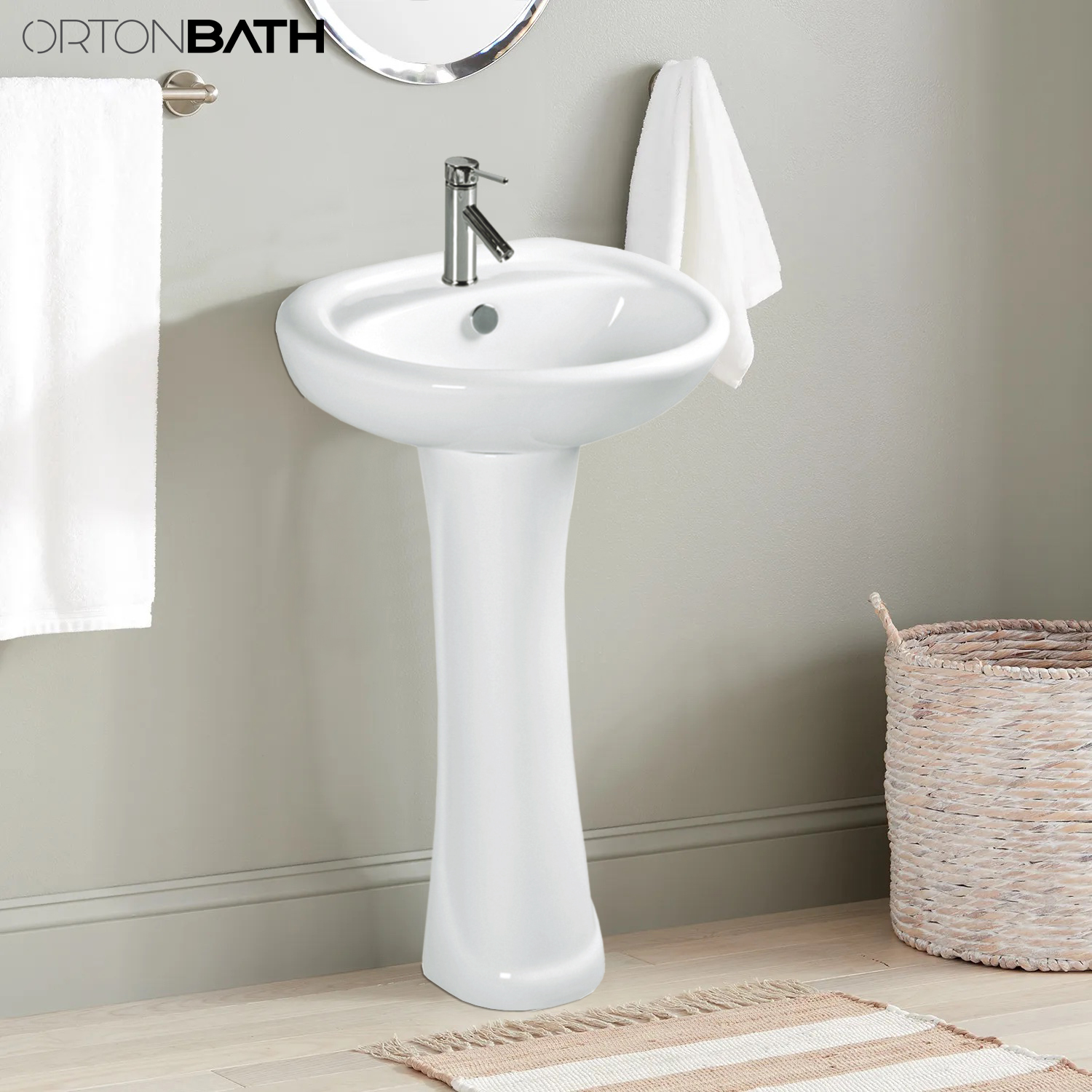 Lavamanos mediano C/ Pedestal color blanco marca OrtonBath