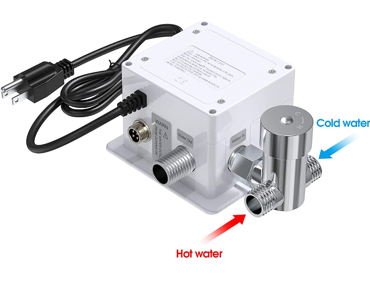 Grifería con sensor automática nickelaada AC-DC 110/V para lavamanos marca Primsoft