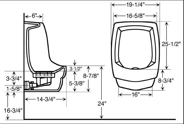 urinario seco de porcelana blanca marca sloan