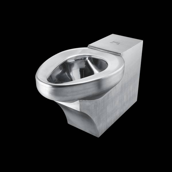Inodoro fluxometro penitenciario elongado en acero inoxidable conexion rear spud 1.6gpf/6.0lpf