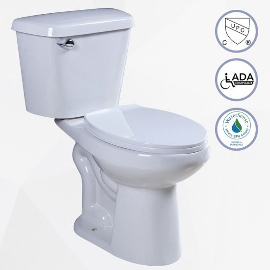 Inodoro elongado de dos piezas con descarga 1.28gpf/4.8lpf y 17&quot; de altura marca Sunrise