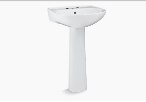 Lavabo de pedestal STERLING Sacramento con perforaciones para grifería duomando de 4&quot;