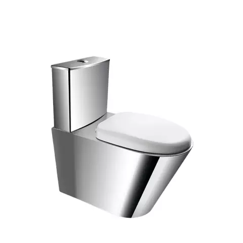 Inodoro elongado de dos piezas penitenciario en acero inoxidable con sistema dual flush 1.6gpf/6.0lpf