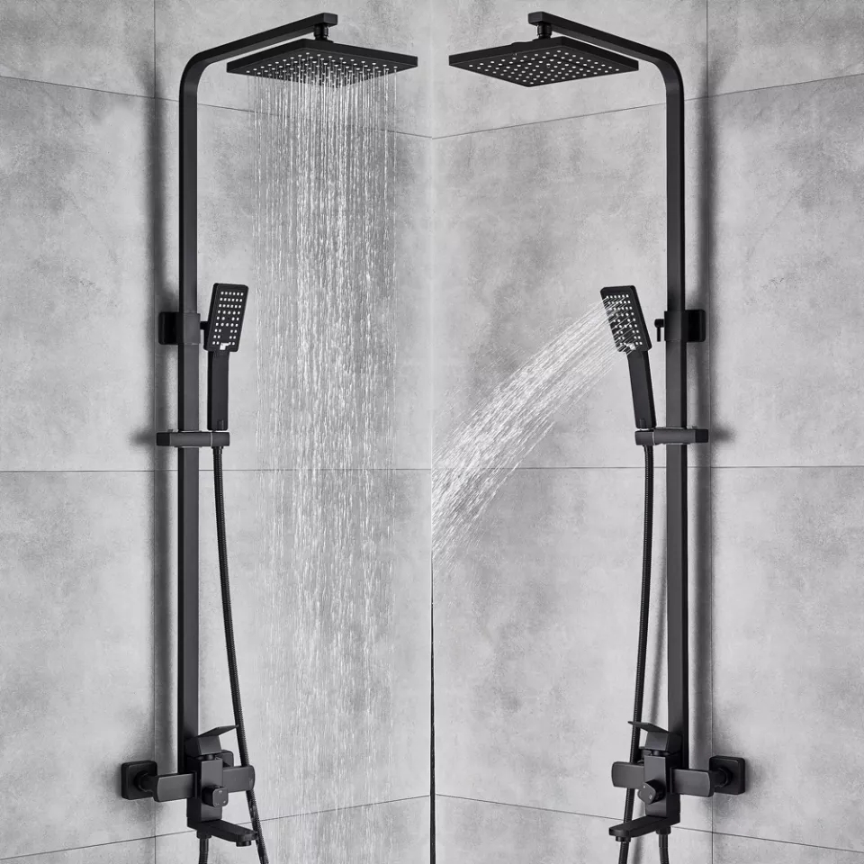 Mezcladora de ducha Rainshower con chorro y manguera flexible negro Dark matte