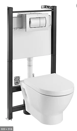 Inodoro suspendido con cisterna bastidor y push botoom 1.6gfp/6.0lpf
